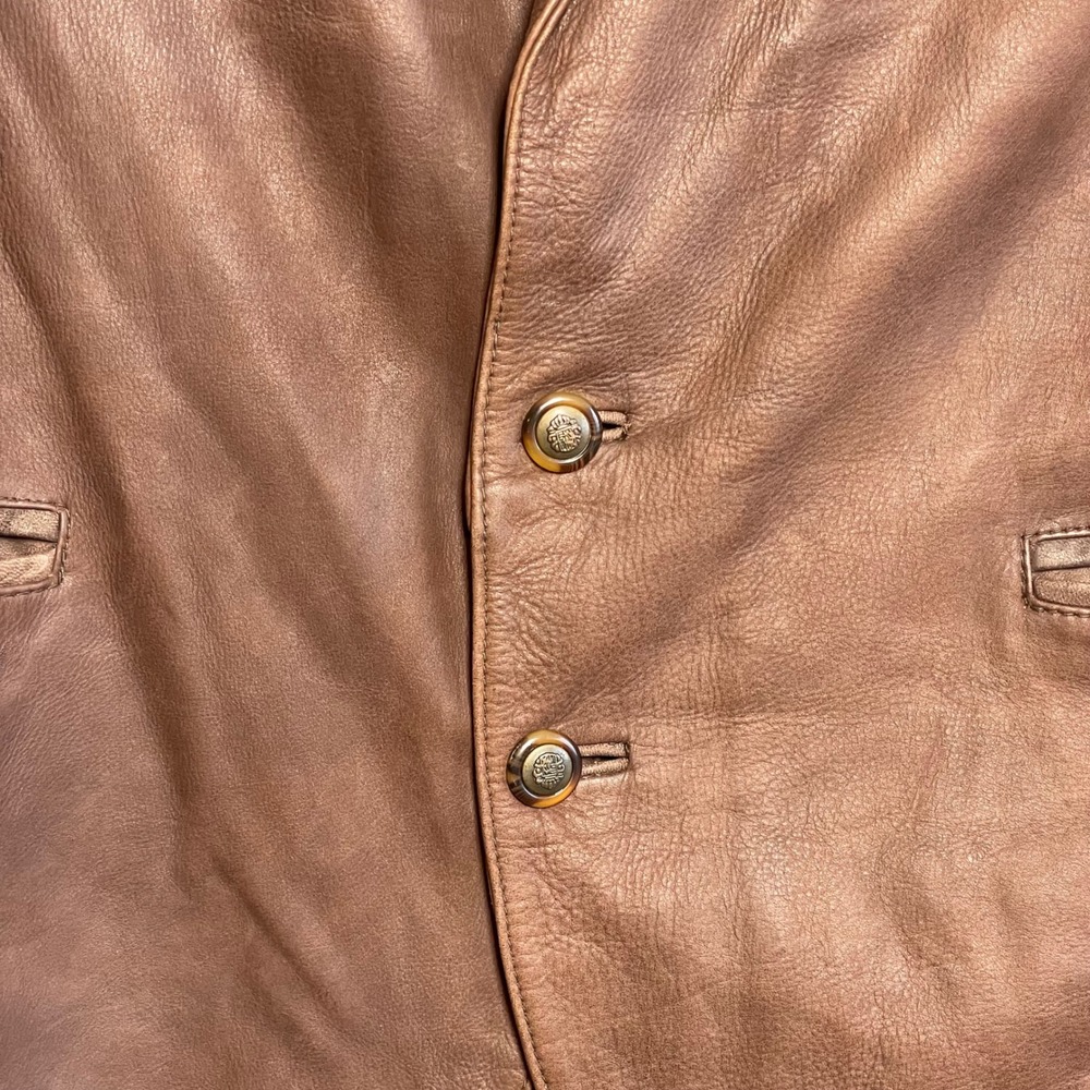 Vintage Bavarian Nappa Leather Janker Jacket 48 M Brown Trachten Austrian Crest - Picture 3 of 11